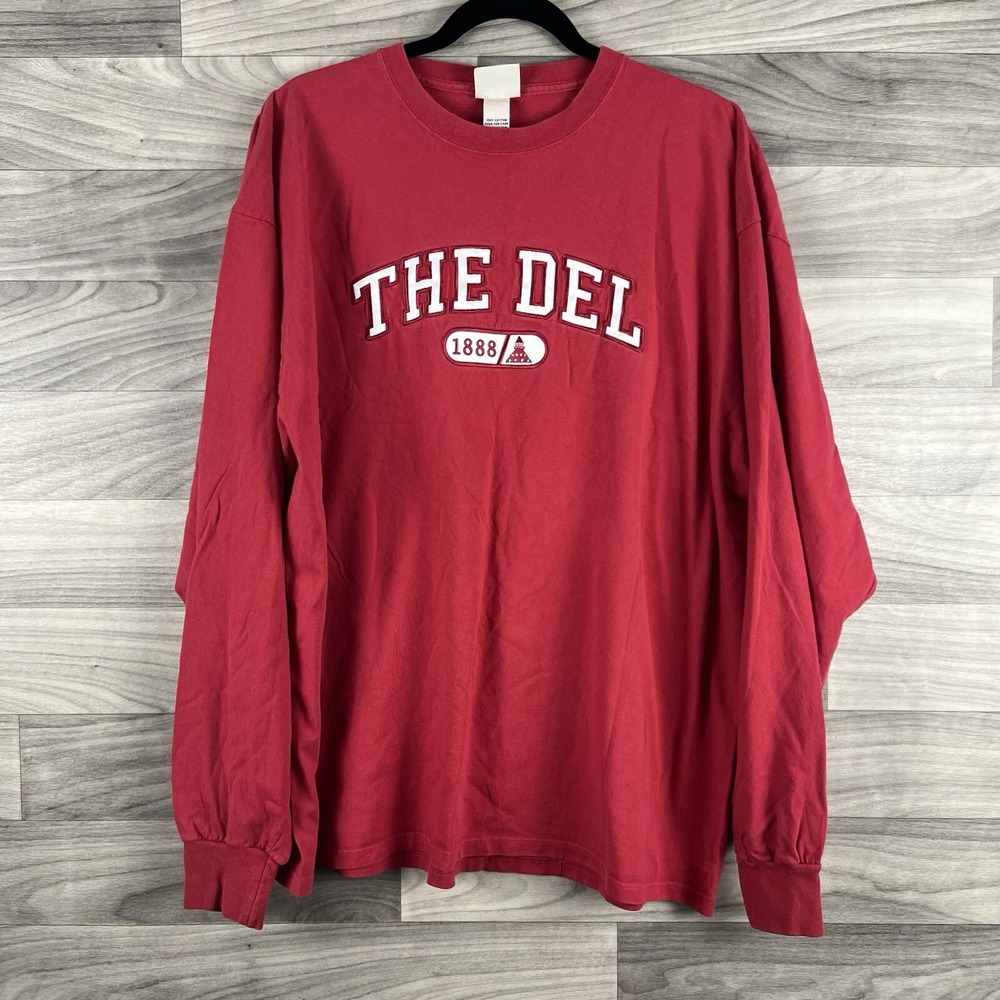 Oarsman‎ The Del T-Shirt Mens XL Red Cotton Long Sleeve Pullover Casual Nautical